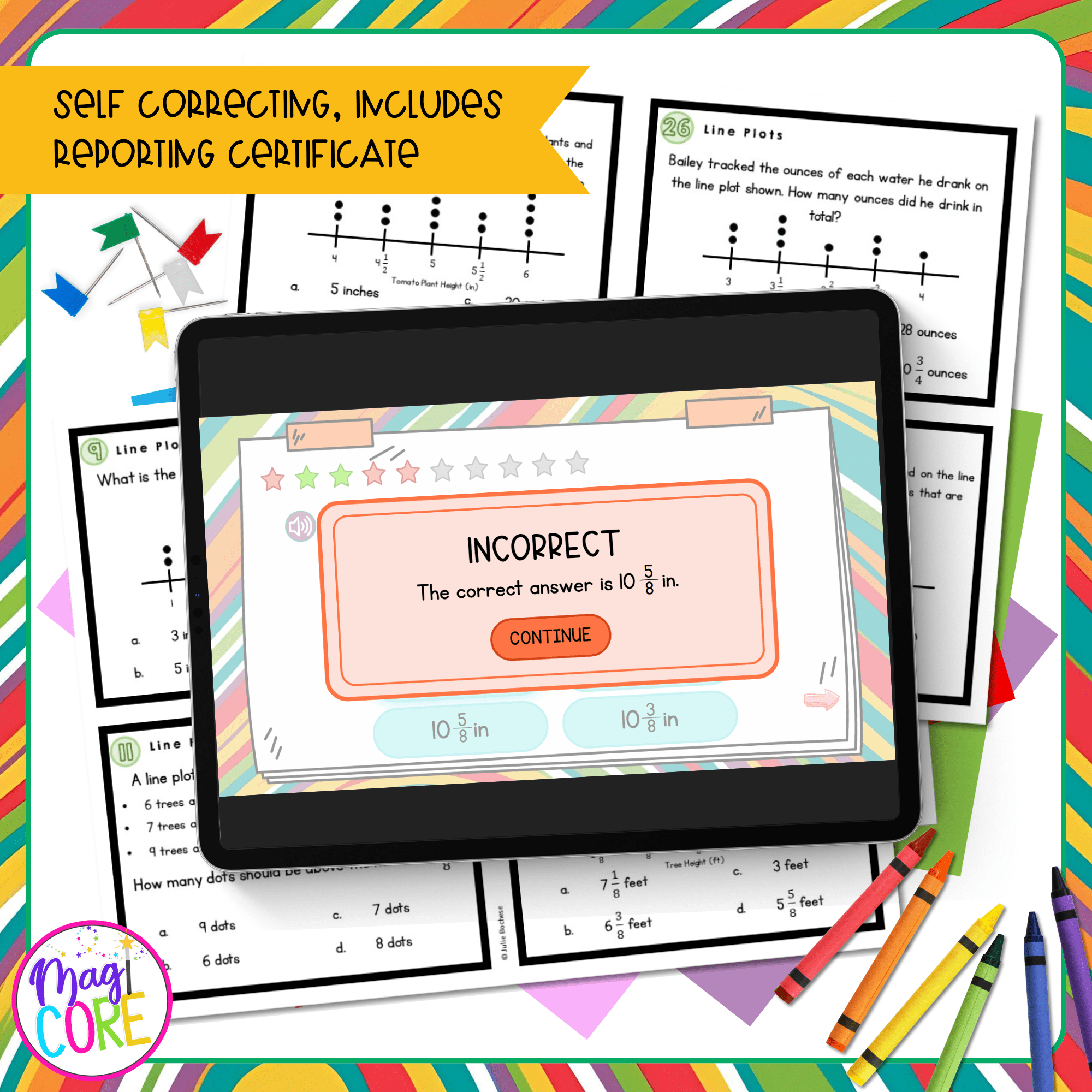 Create A Line Plot with Fractions of A Unit - 4th Grade Math Task Cards - Image 3