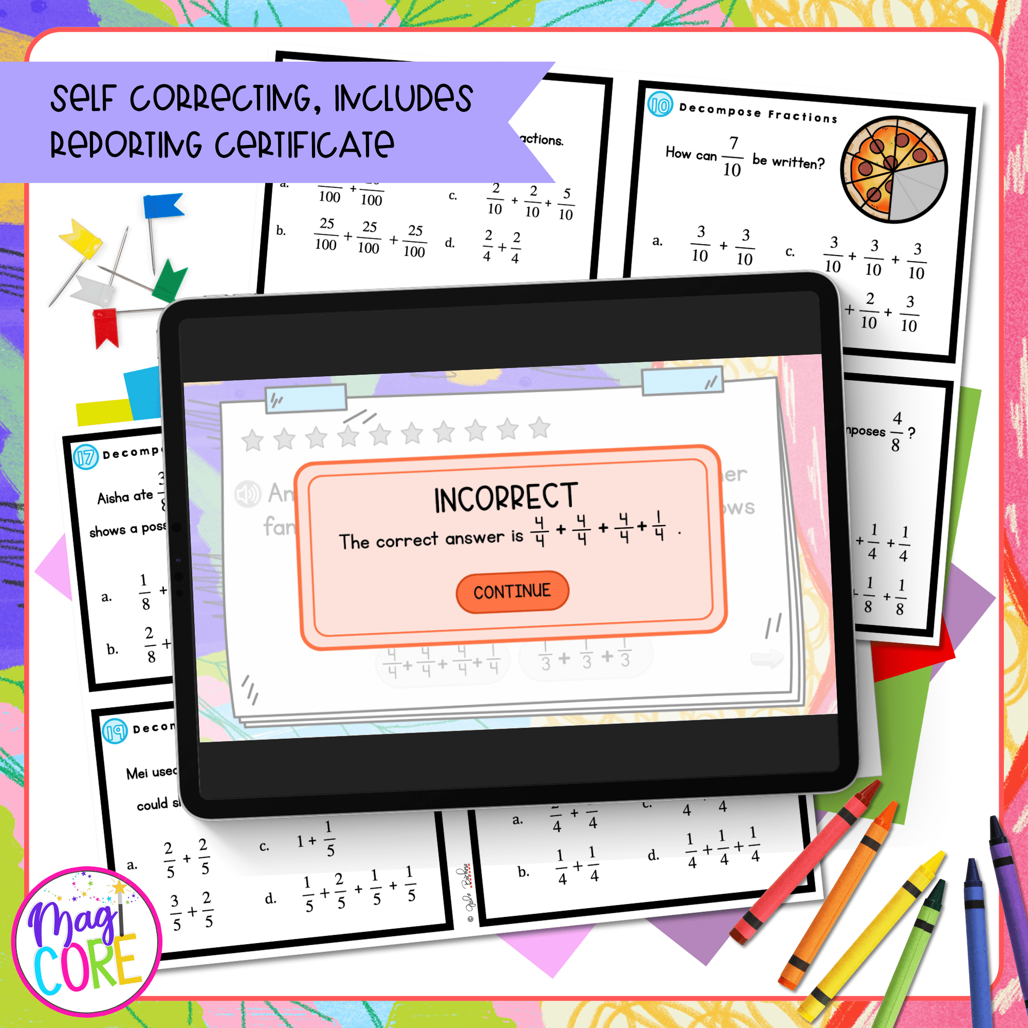 Decompose Fractions - 4th Grade Task Cards - Print & Digital - 4.NF.B.3.B - Image 3
