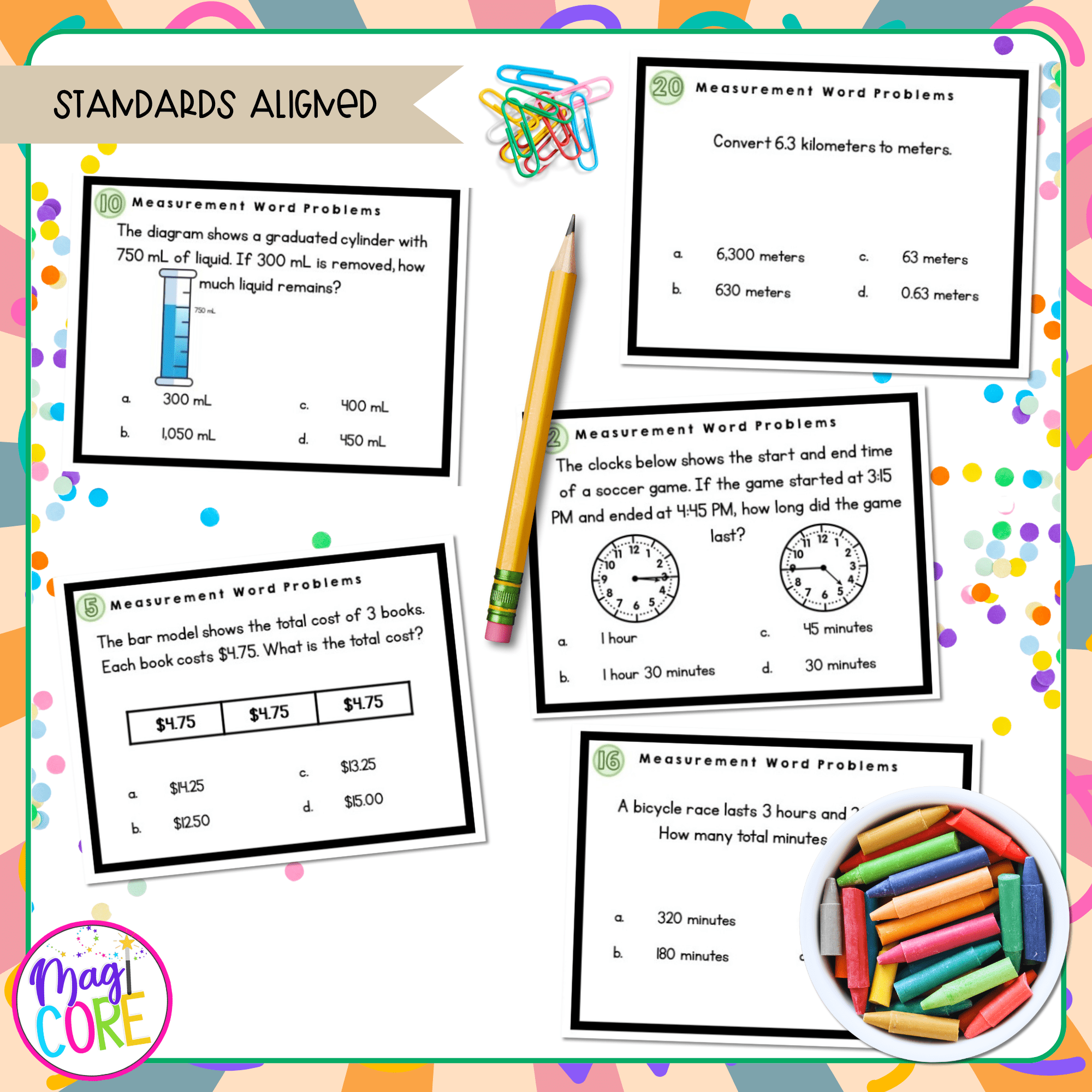 Solving Word Problems to Convert Measurements - 4th Grade Math Task Cards - Image 4