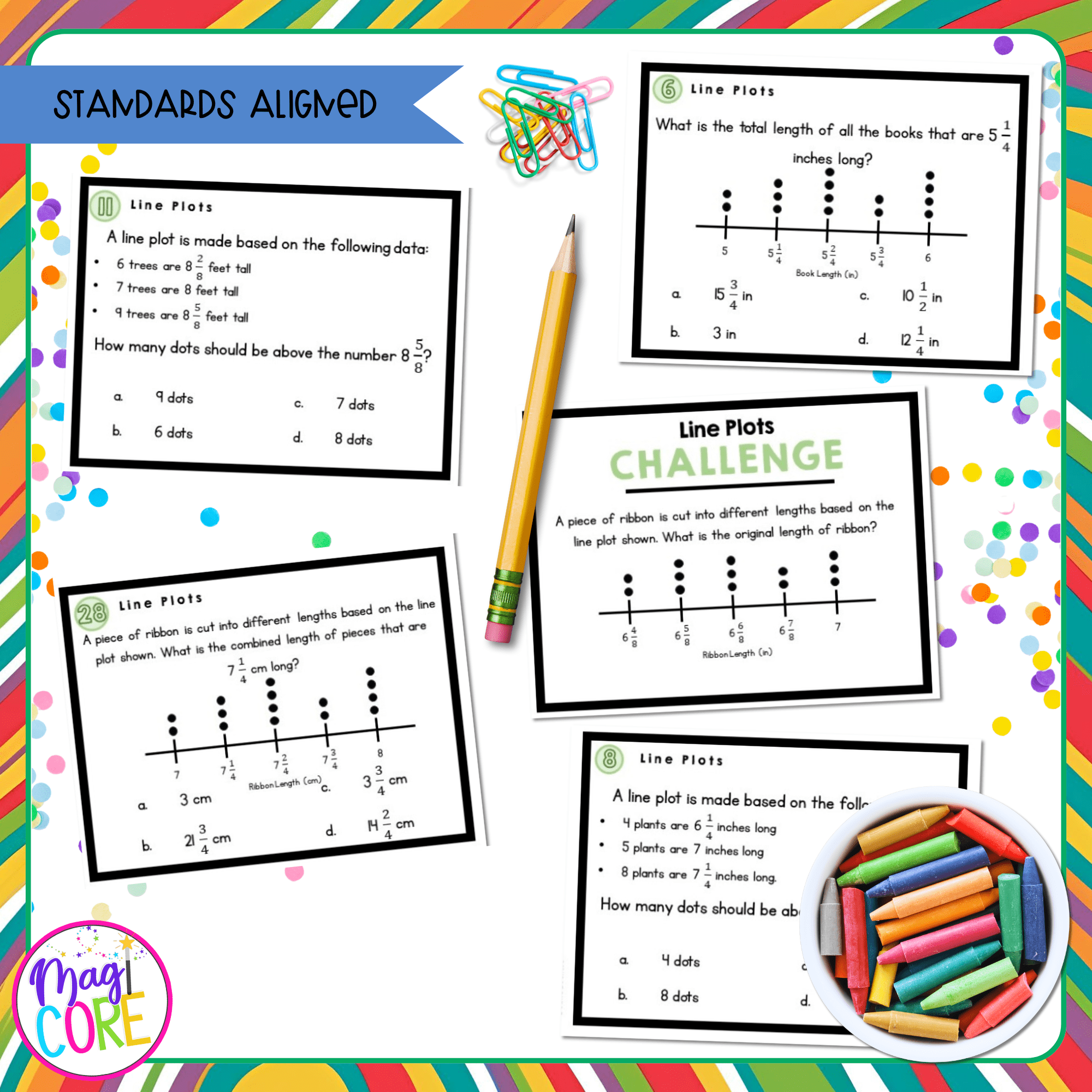 Create A Line Plot with Fractions of A Unit - 4th Grade Math Task Cards - Image 4