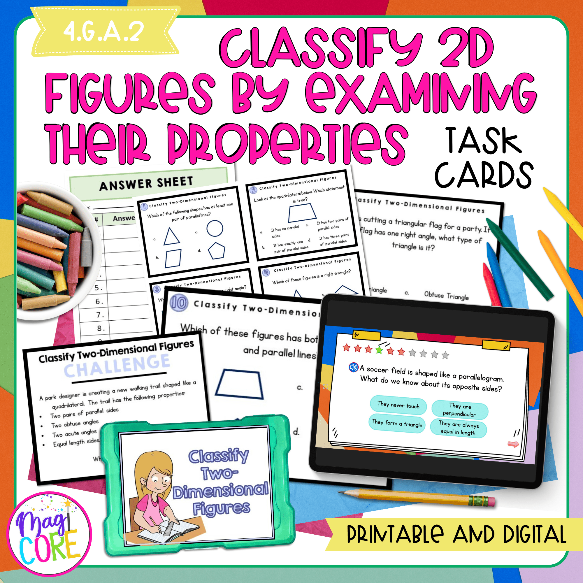 Classify 2D Figures - 4th Grade Task Cards - Print & Digital - 4.G.A.2