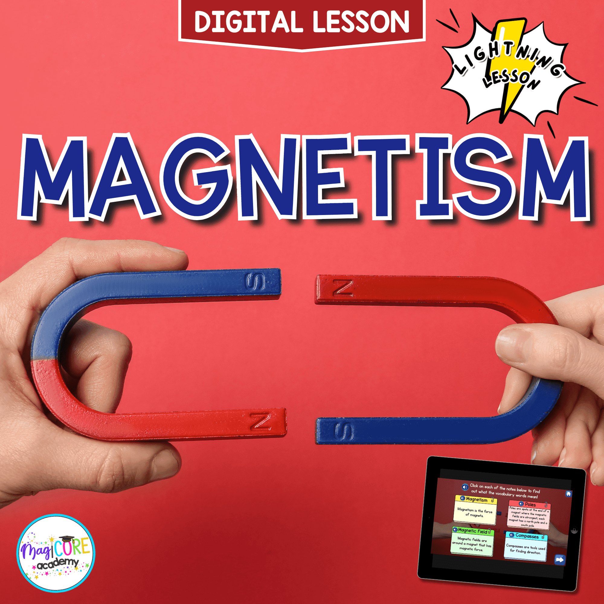 Magnetism Digital Science Lesson Video Activity & Quiz 3rd Grade NGSS 3-PS2-3