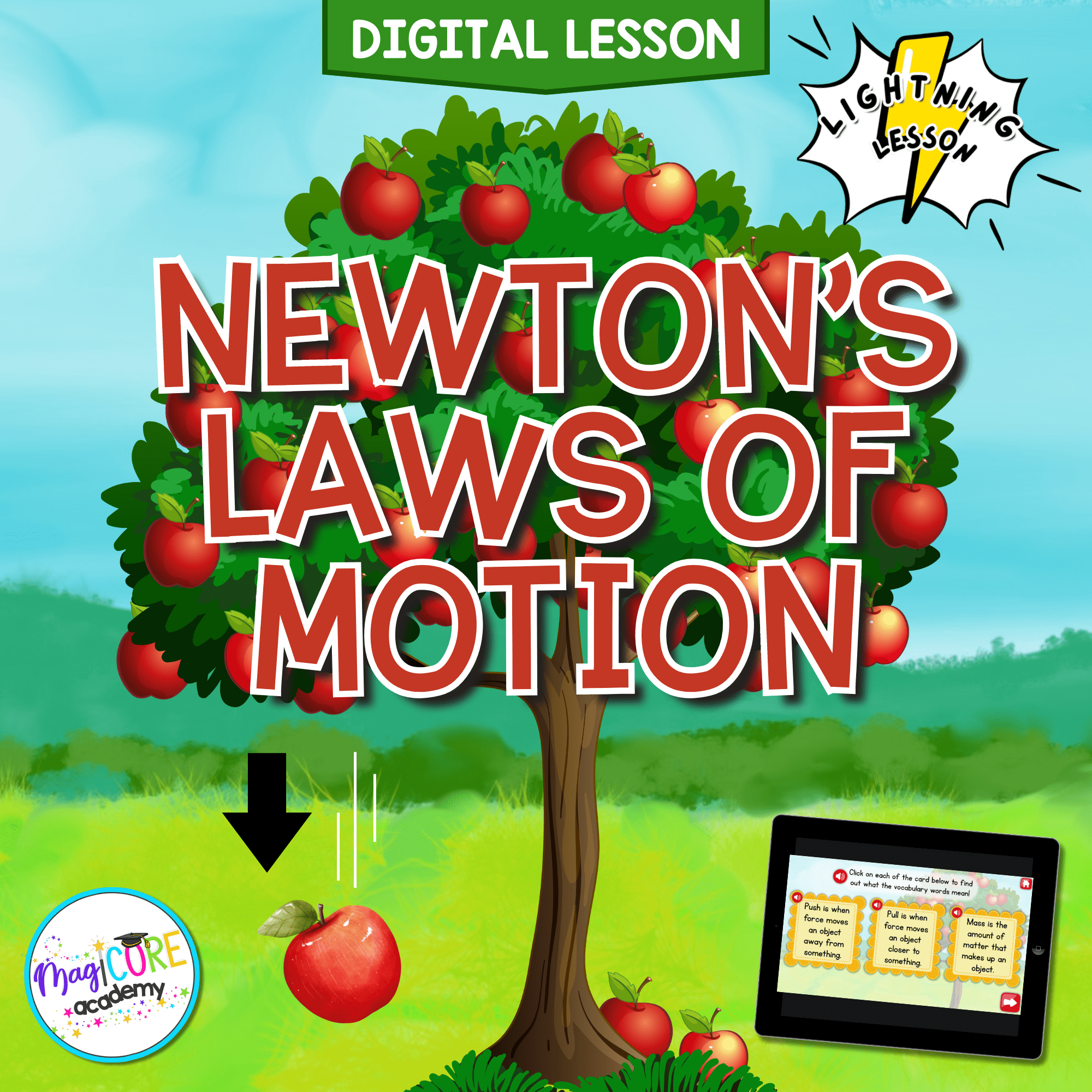 Newton's Laws of Motion Digital Science Lesson Video Activity & Quiz 3rd Grade