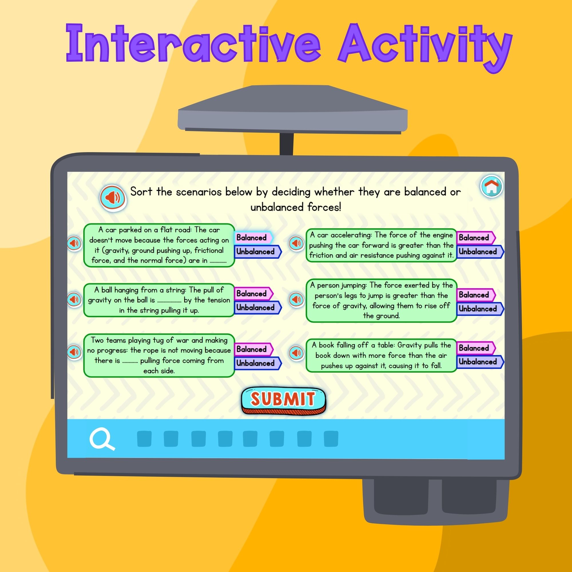 Balanced and Unbalanced Forces Digital Science Lesson Activity Test NGSS 3-PS2-1 - Image 3