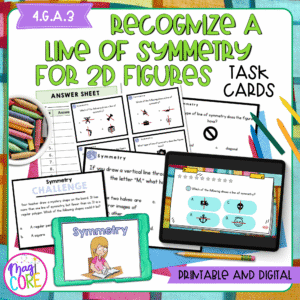 Recognize A Line of Symmetry for 2D Figures Task Cards Print & Digital 4.G.A.3