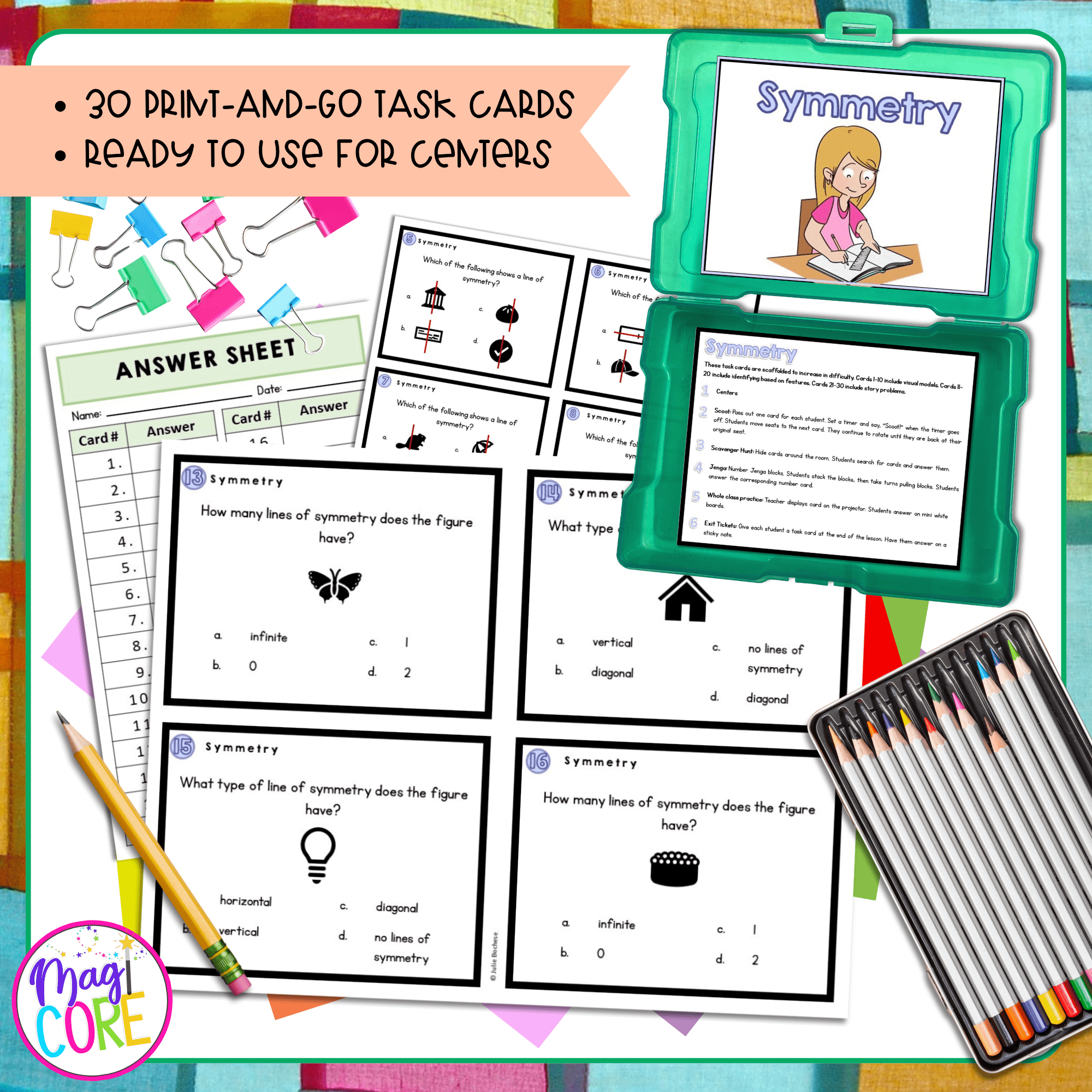 Recognize A Line of Symmetry for 2D Figures Task Cards Print & Digital 4.G.A.3 - Image 2
