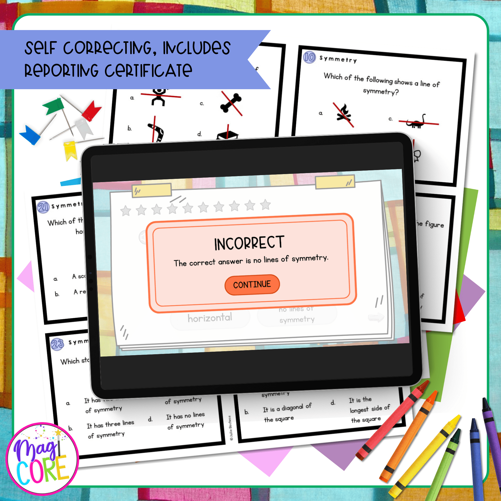Recognize A Line of Symmetry for 2D Figures Task Cards Print & Digital 4.G.A.3 - Image 3
