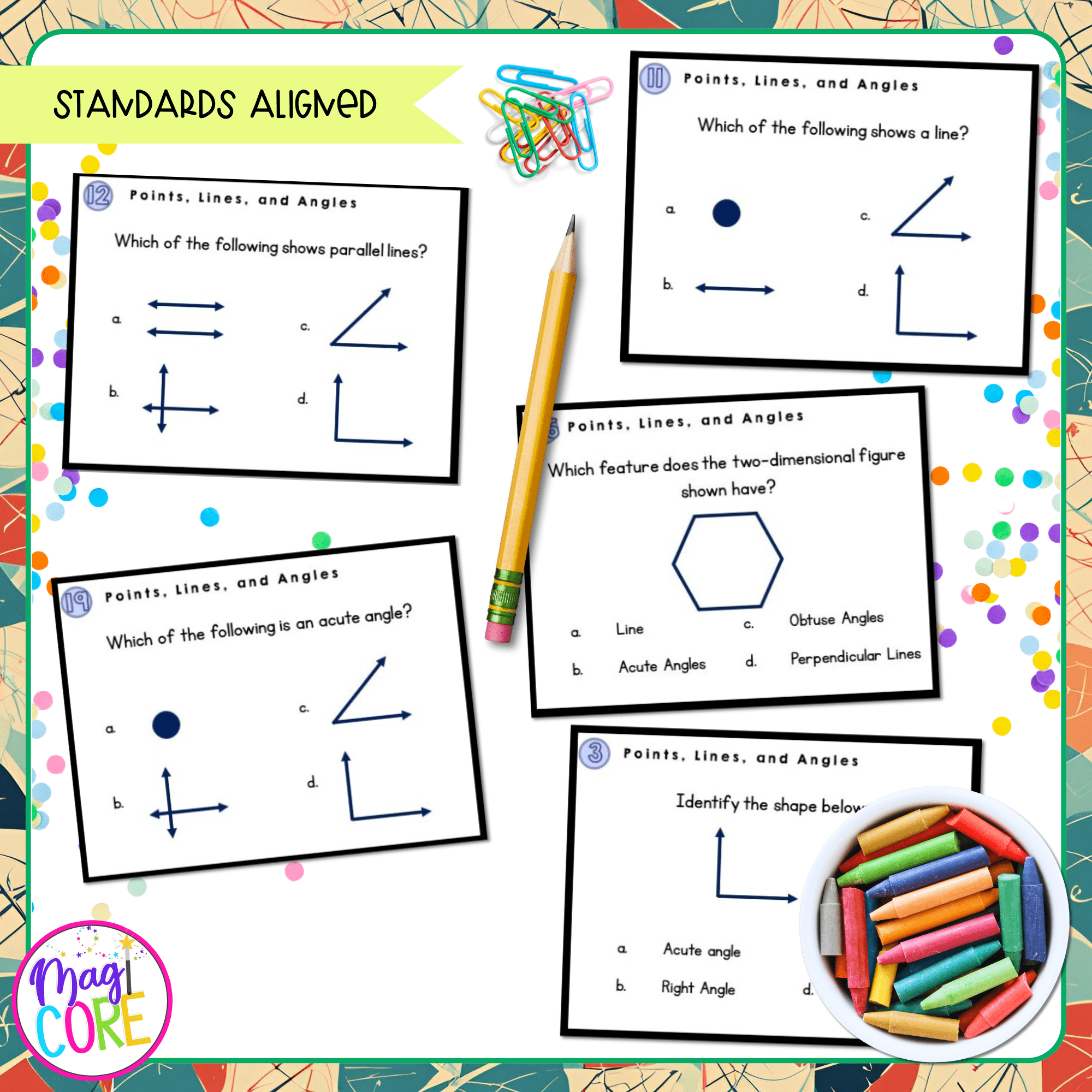 Draw Points, Lines, & Line Segments 4th Grade Task Cards Print & Digital 4.G.A.1 - Image 4