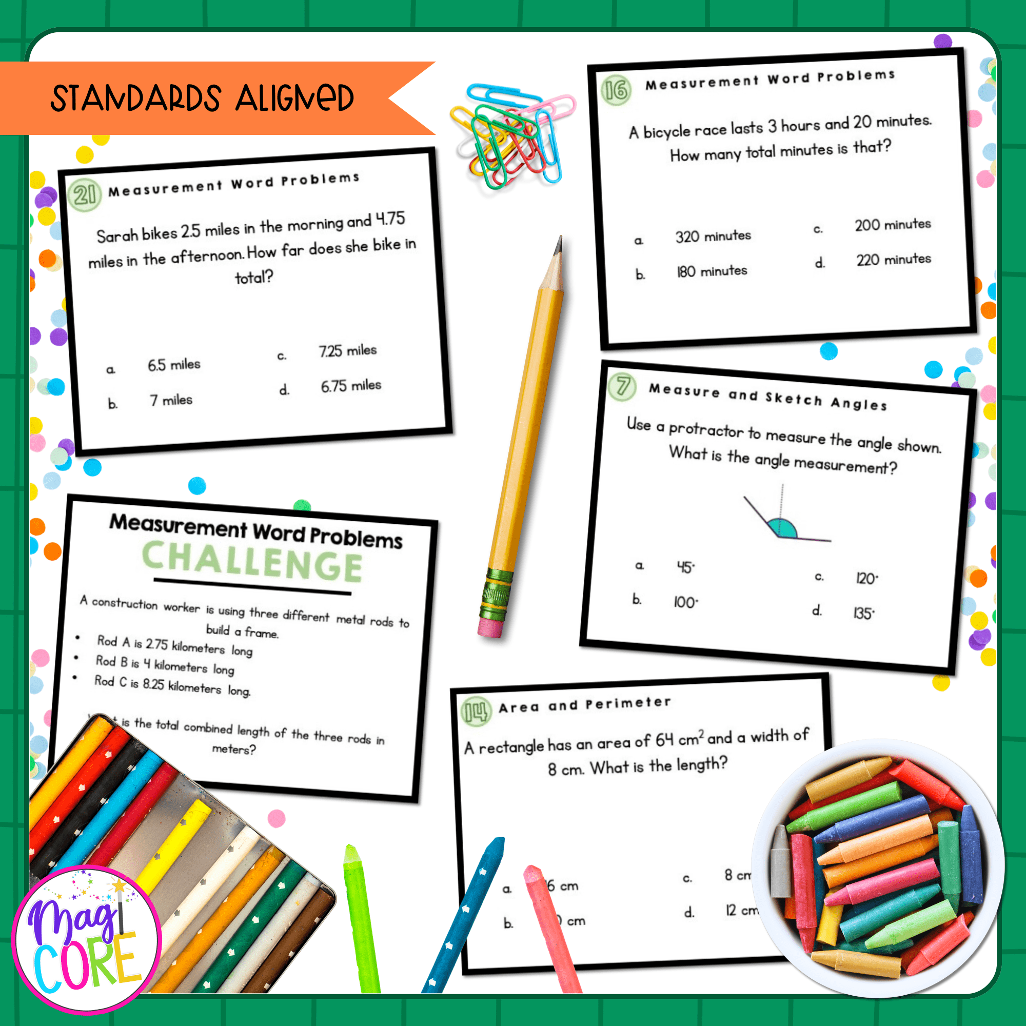Measurement and Data 4th Grade Math Task Card Bundle - Image 4