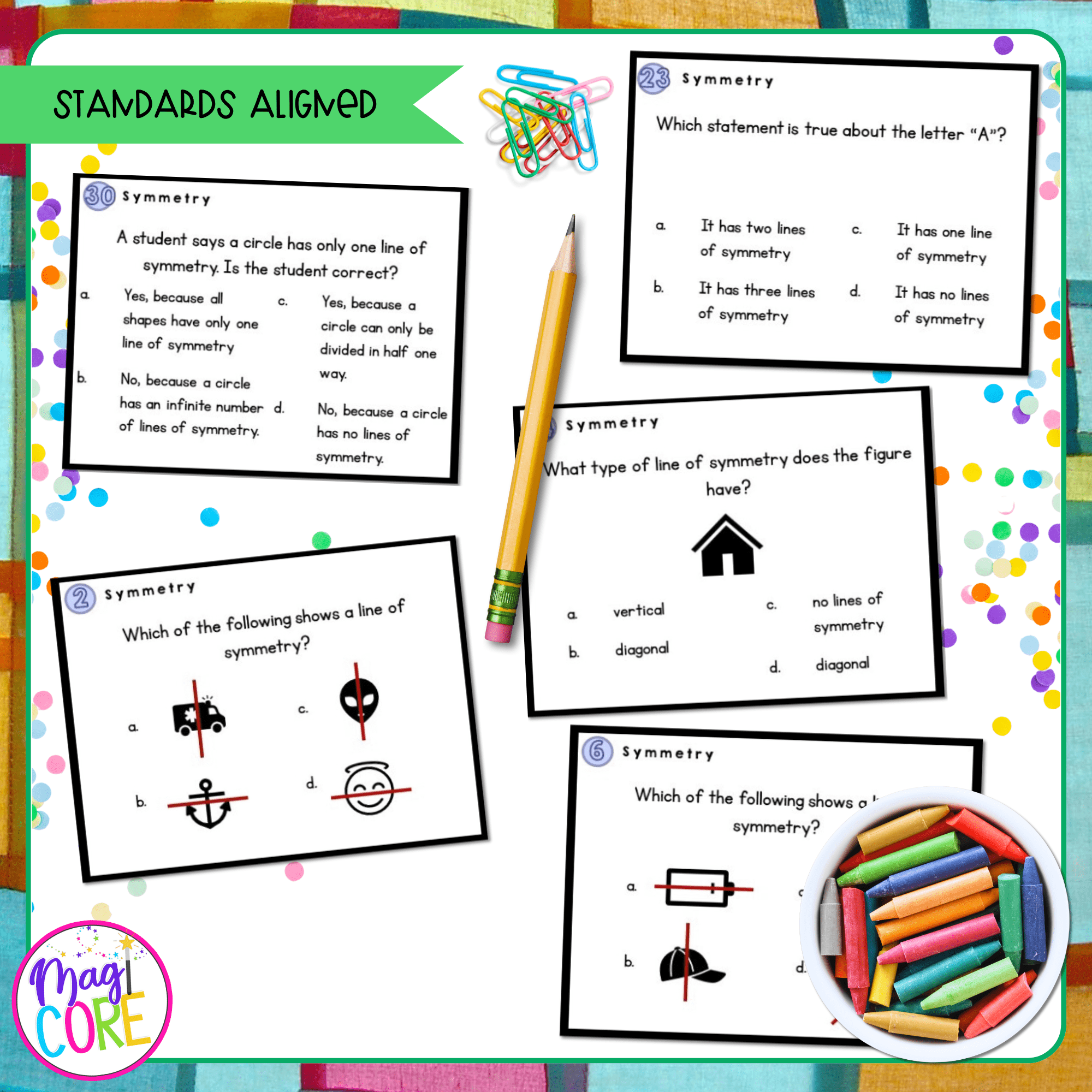 Recognize A Line of Symmetry for 2D Figures Task Cards Print & Digital 4.G.A.3 - Image 4