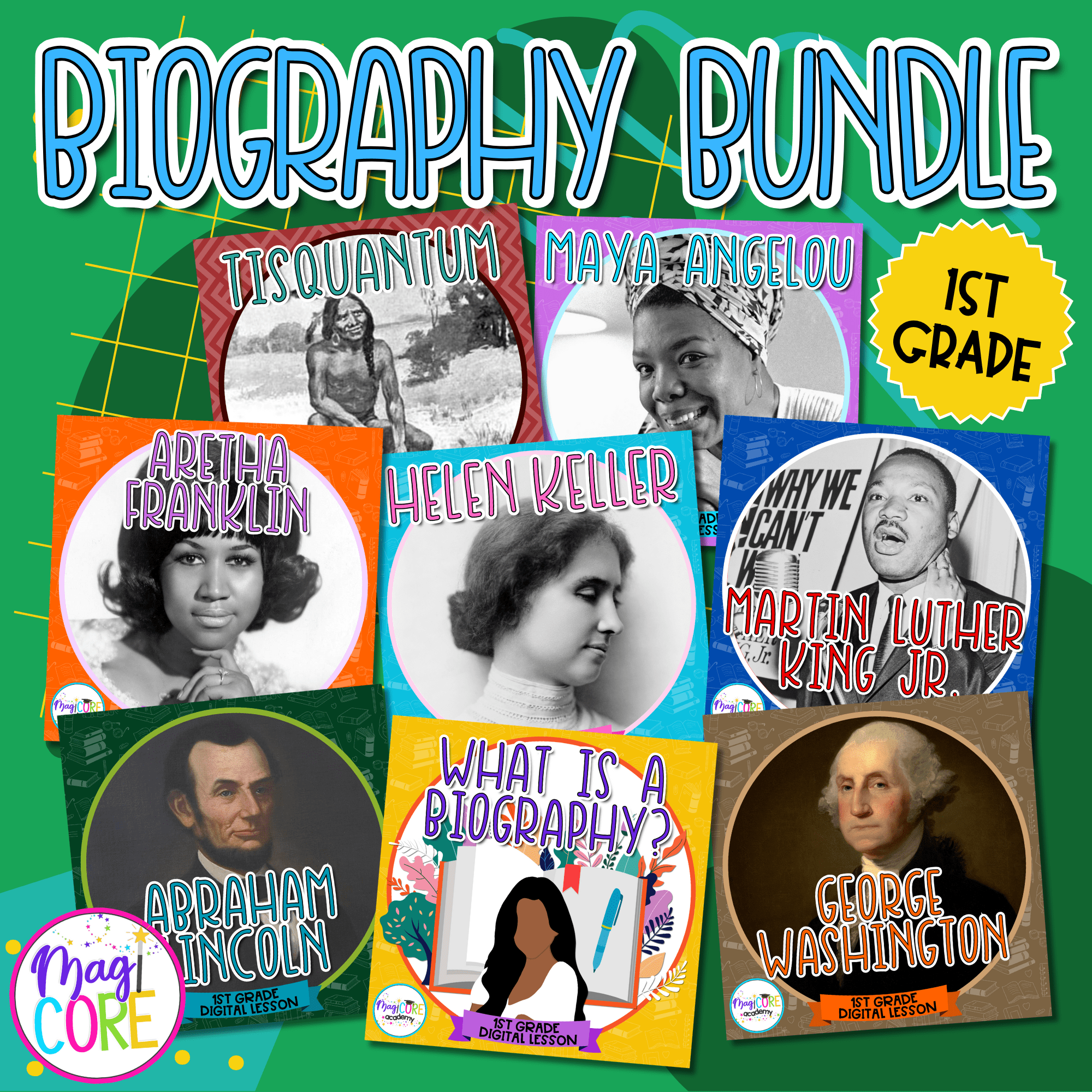 Biography Social Studies Video Lessons - 1st Grade Bundle