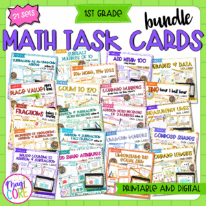 1st Grade Math Task Card Bundle Resource Review Centers Activity Digital Games