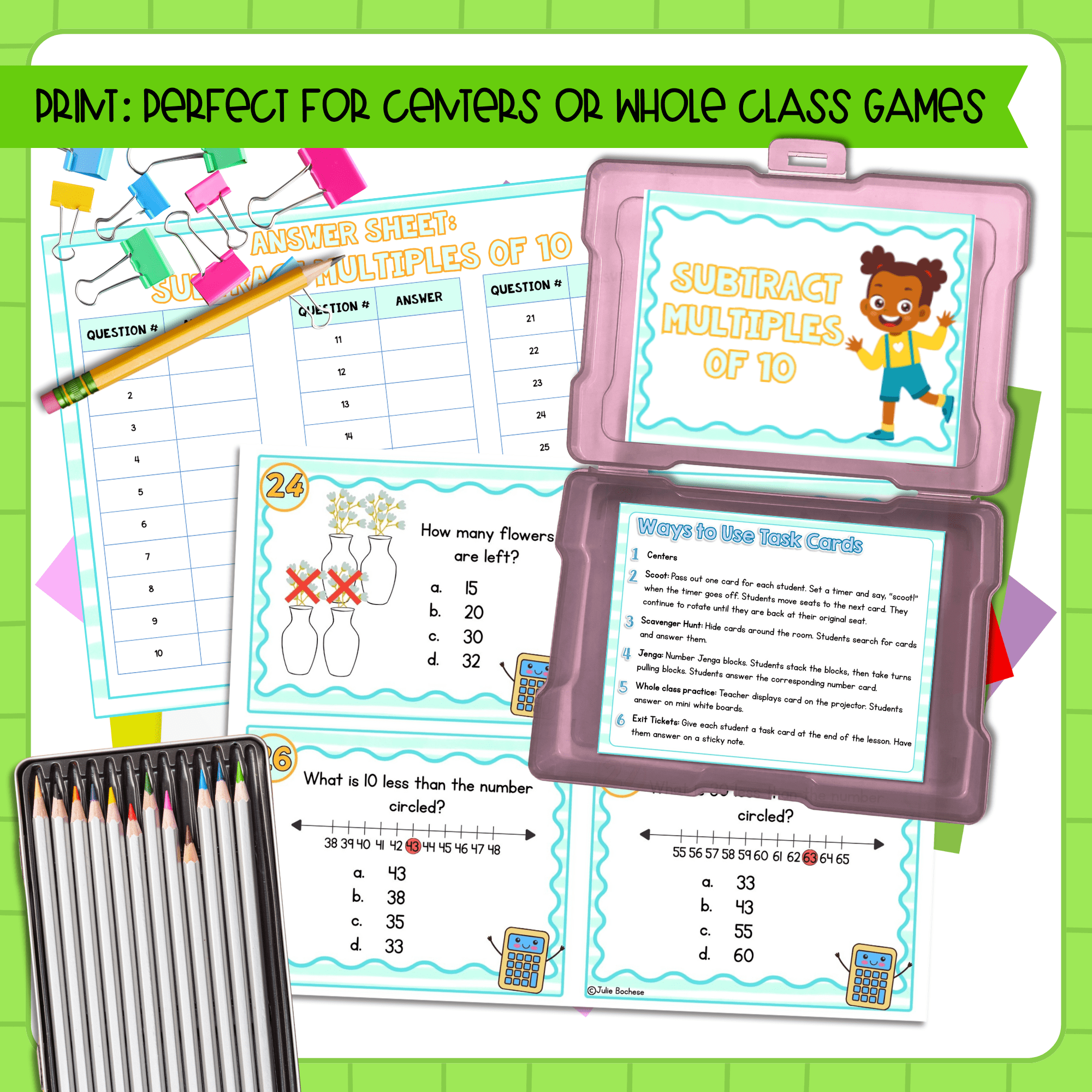 1st Grade Math Task Card Bundle Resource Review Centers Activity Digital Games - Image 2
